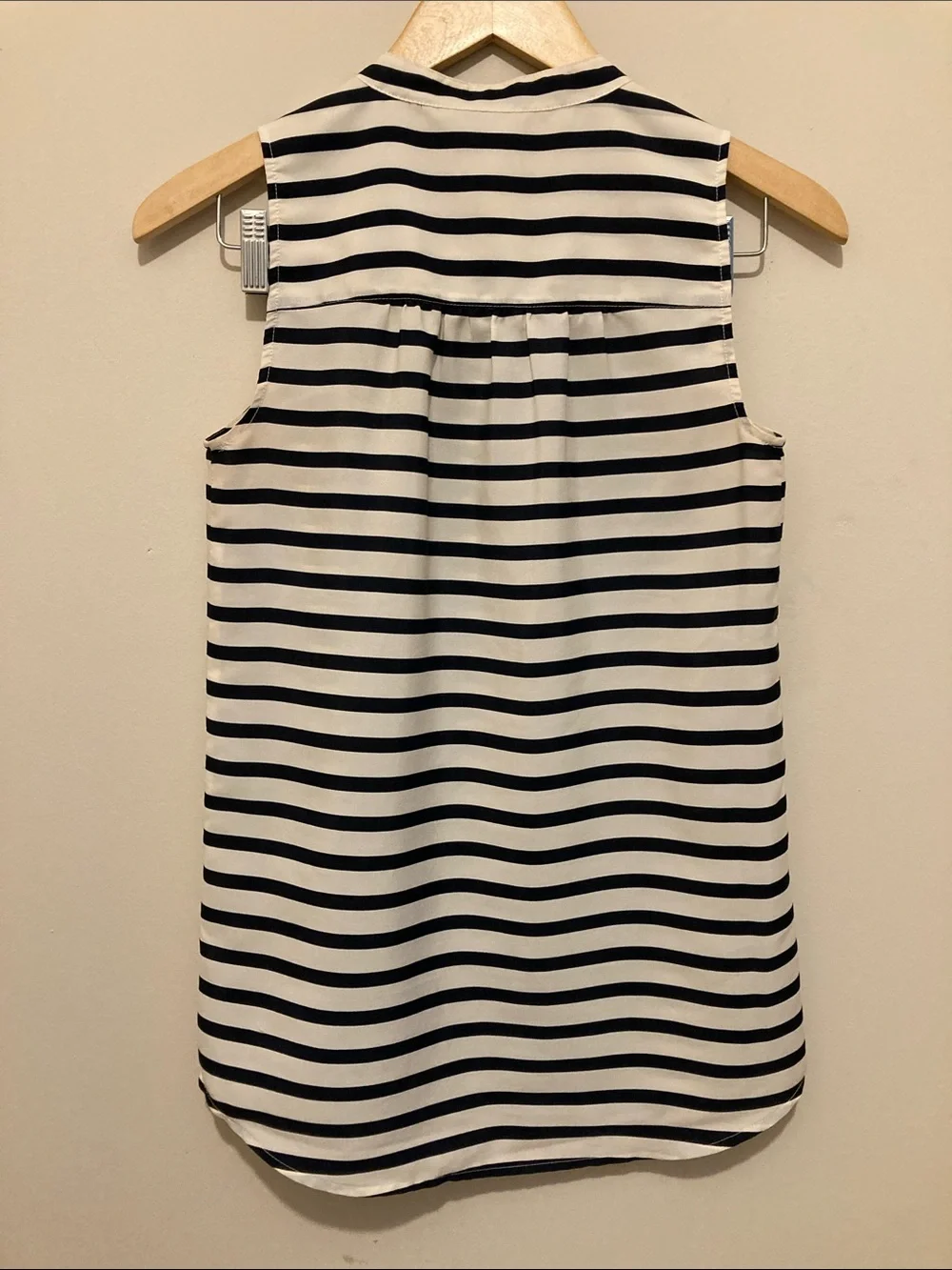 J. Crew Black & White Sleeveless Striped Button-Front Blouse